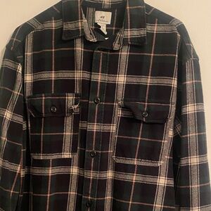 H&M Men's Dark Plaid Flannel Shirt